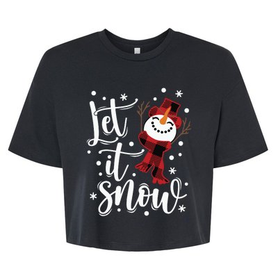 Let It Snow Christmas Snowman Bella+Canvas Jersey Crop Tee