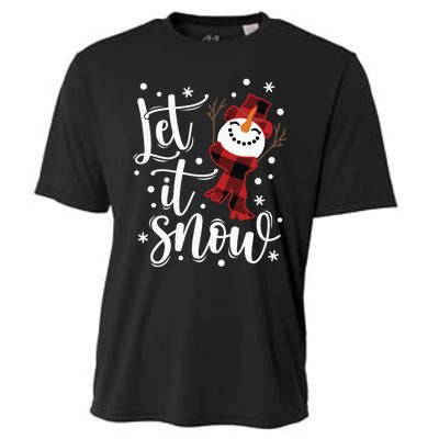 Let It Snow Christmas Snowman Cooling Performance Crew T-Shirt