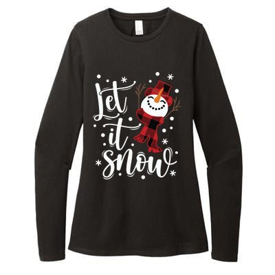 Let It Snow Christmas Snowman Womens CVC Long Sleeve Shirt