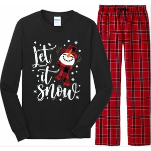 Let It Snow Christmas Snowman Long Sleeve Pajama Set