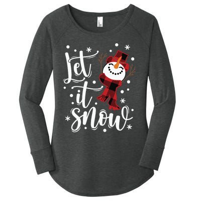 Let It Snow Christmas Snowman Women's Perfect Tri Tunic Long Sleeve Shirt