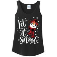 Let It Snow Christmas Snowman Ladies Essential Tank