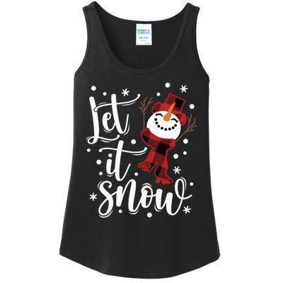 Let It Snow Christmas Snowman Ladies Essential Tank