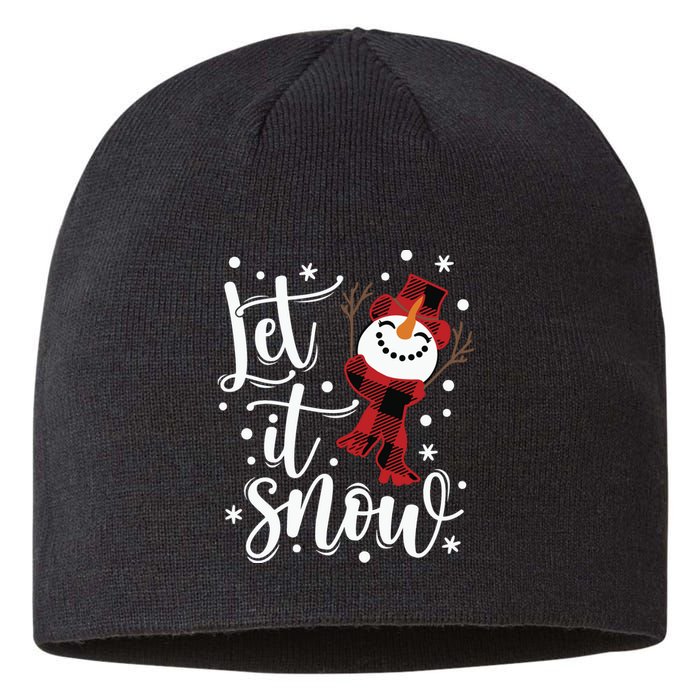 Let It Snow Christmas Snowman Sustainable Beanie