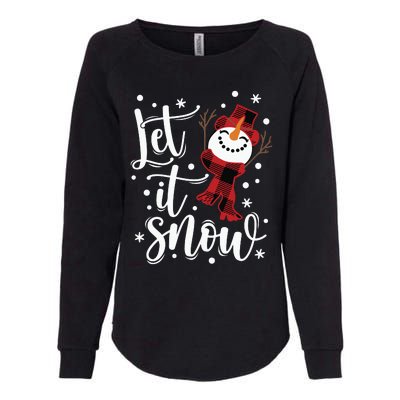 Let It Snow Christmas Snowman Womens California Wash Sweatshirt