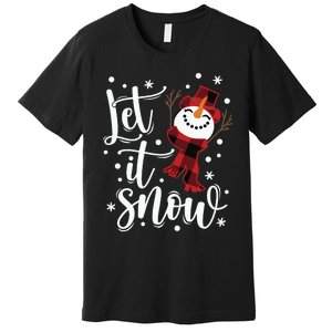 Let It Snow Christmas Snowman Premium T-Shirt