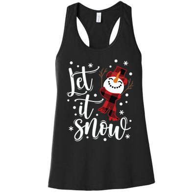 Let It Snow Christmas Snowman Women's Racerback Tank