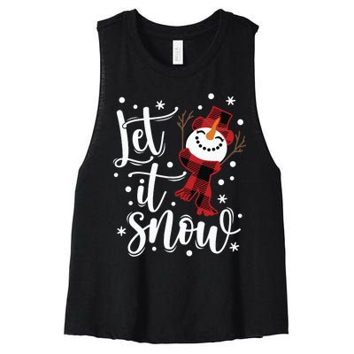 Let It Snow Christmas Snowman Women's Racerback Cropped Tank