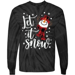 Let It Snow Christmas Snowman Tie-Dye Long Sleeve Shirt