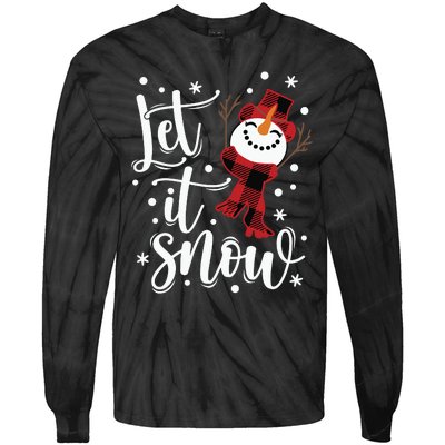 Let It Snow Christmas Snowman Tie-Dye Long Sleeve Shirt