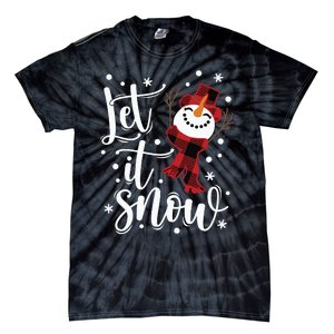 Let It Snow Christmas Snowman Tie-Dye T-Shirt