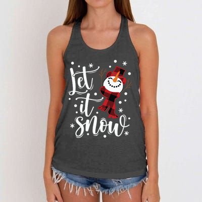 Let It Snow Christmas Snowman Women's Knotted Racerback Tank