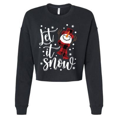 Let It Snow Christmas Snowman Cropped Pullover Crew