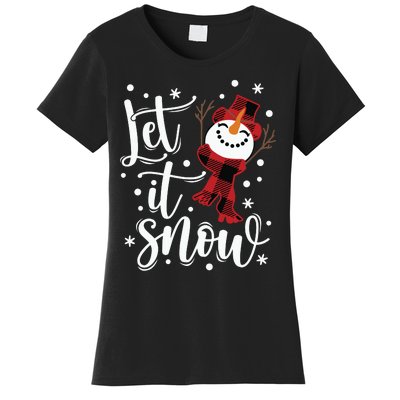 Let It Snow Christmas Snowman Women's T-Shirt