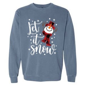 Let It Snow Christmas Snowman Garment-Dyed Sweatshirt