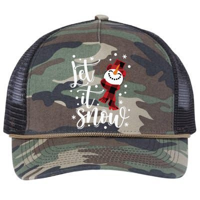 Let It Snow Christmas Snowman Retro Rope Trucker Hat Cap