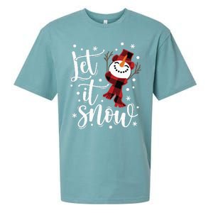 Let It Snow Christmas Snowman Sueded Cloud Jersey T-Shirt