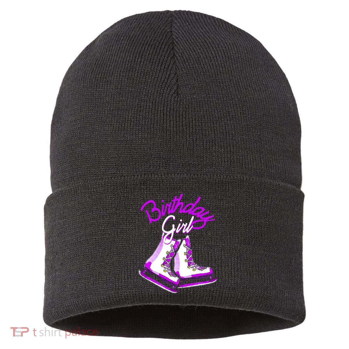 Love Ice Skating Love Ice Party Birthday Girl Sustainable Knit Beanie