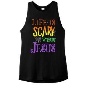 Life Is Scary Without Jesus Halloween Costume Ladies PosiCharge Tri-Blend Wicking Tank