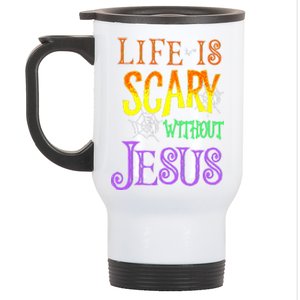 Life Is Scary Without Jesus Halloween Costume Stainless Steel Travel Mug