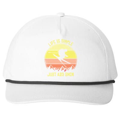 Life Is Simple Just Add Snow Skiing Gift Snapback Five-Panel Rope Hat