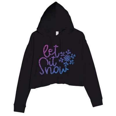 Let It Snow Christmas Snowflake Gift Crop Fleece Hoodie