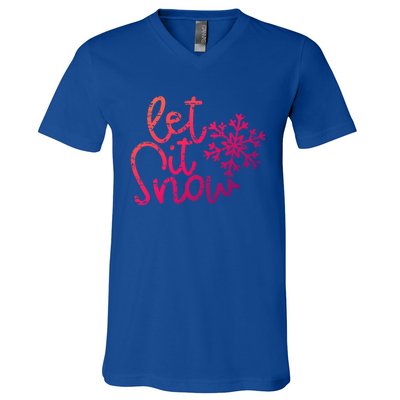 Let It Snow Christmas Snowflake Gift V-Neck T-Shirt