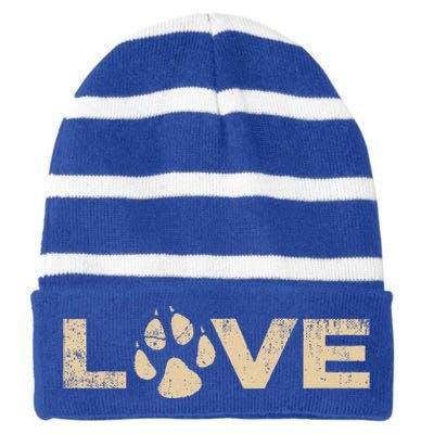 life is so much better with a dog Striped Beanie with Solid Band