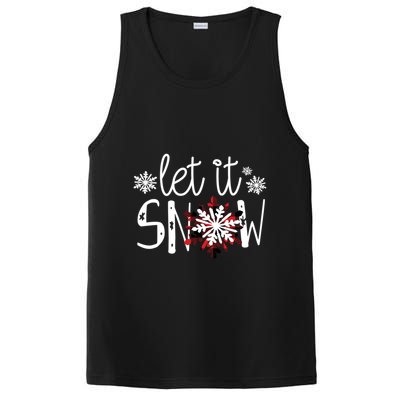 Let It Snow Cute Christmas Winter Buffalo Plaid Snowflake Gift PosiCharge Competitor Tank