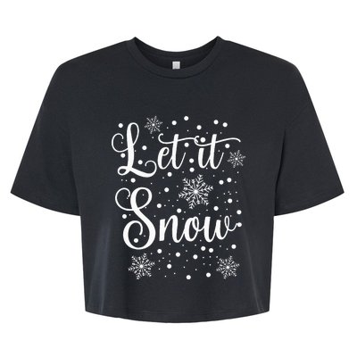 Let it Snow Funny Christmas Pajamas 2024 Bella+Canvas Jersey Crop Tee