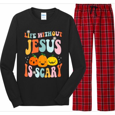 Life Is Scary Without Jesus Christian Faith Halloween Long Sleeve Pajama Set