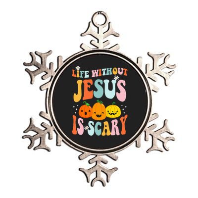 Life Is Scary Without Jesus Christian Faith Halloween Metallic Star Ornament