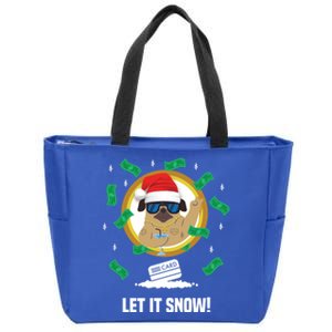 Let It Snow Santa Cocaine Adult Humor Dog Pug Cool Funny Gag Gift Zip Tote Bag