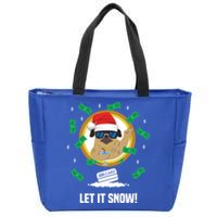 Let It Snow Santa Cocaine Adult Humor Dog Pug Cool Funny Gag Gift Zip Tote Bag