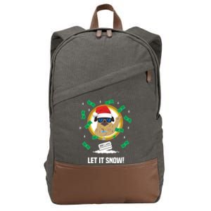 Let It Snow Santa Cocaine Adult Humor Dog Pug Cool Funny Gag Gift Cotton Canvas Backpack