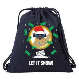 Let It Snow Santa Cocaine Adult Humor Dog Pug Cool Funny Gag Gift Drawstring Bag