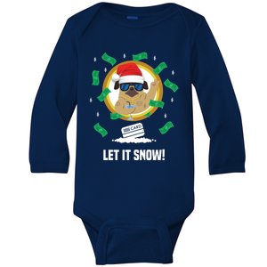 Let It Snow Santa Cocaine Adult Humor Dog Pug Cool Funny Gag Gift Baby Long Sleeve Bodysuit