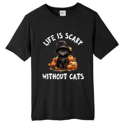 Life Is Scary Without Cats Halloween Black Cat Tall Fusion ChromaSoft Performance T-Shirt