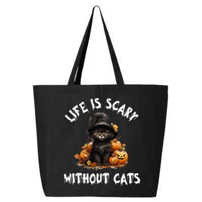 Life Is Scary Without Cats Halloween Black Cat 25L Jumbo Tote