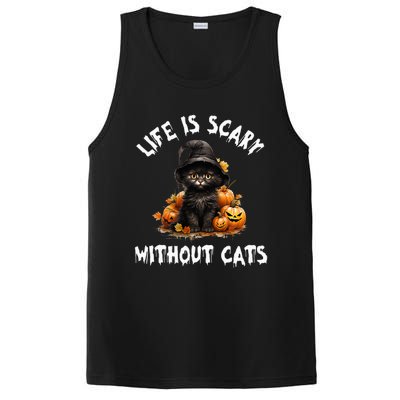 Life Is Scary Without Cats Halloween Black Cat PosiCharge Competitor Tank