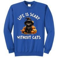 Life Is Scary Without Cats Halloween Black Cat Sweatshirt