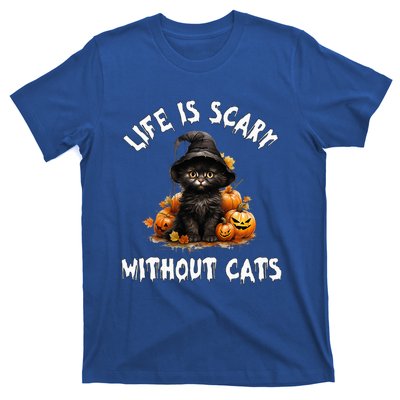 Life Is Scary Without Cats Halloween Black Cat T-Shirt