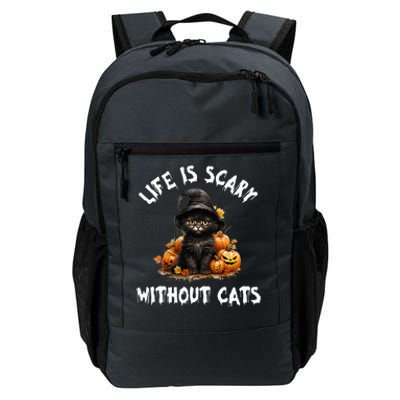 Life Is Scary Without Cats Halloween Black Cat Daily Commute Backpack