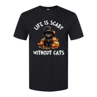 Life Is Scary Without Cats Halloween Black Cat Softstyle CVC T-Shirt