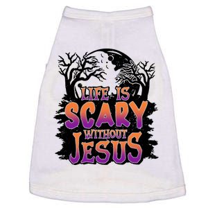 Life Is Scary Without Jesus Christian Halloween Tree Bible Doggie Tank