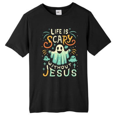 Life Is Scary Without Jesus Christian Halloween Funny Tall Fusion ChromaSoft Performance T-Shirt