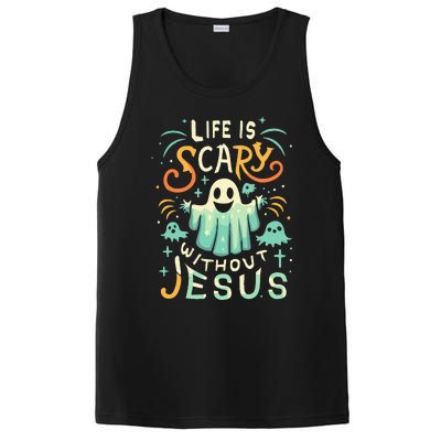 Life Is Scary Without Jesus Christian Halloween Funny PosiCharge Competitor Tank