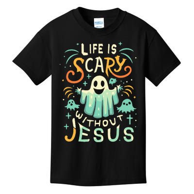 Life Is Scary Without Jesus Christian Halloween Funny Kids T-Shirt