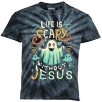 Life Is Scary Without Jesus Christian Halloween Funny Kids Tie-Dye T-Shirt