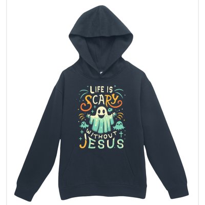 Life Is Scary Without Jesus Christian Halloween Funny Urban Pullover Hoodie